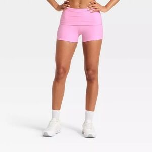 NWT • JOYLAB™ Women's Foldover Waistband Bike Shorts 3" •  Pink (Size MEDIUM)